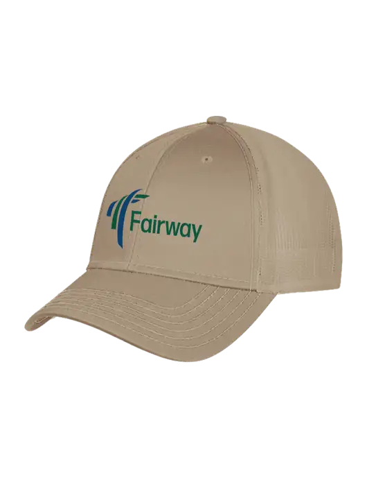 Khaki Mesh Trucker Cap Snap Back w/Fairway Logo