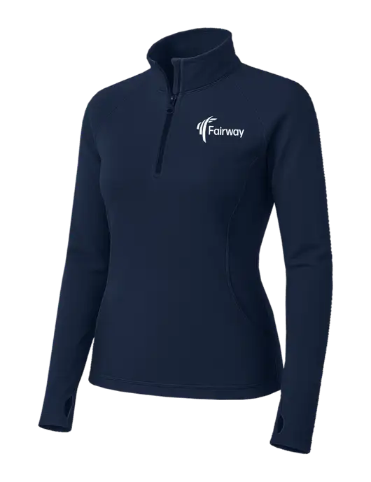 Navy Womens Sport Wick Stretch 1/4 Zip Pullover w/Fairway Logo