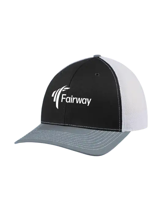 Richardson Adjustable Snapback Original 112 Trucker Cap Black/Light Heather Grey/White Mesh w/Fairway Logo