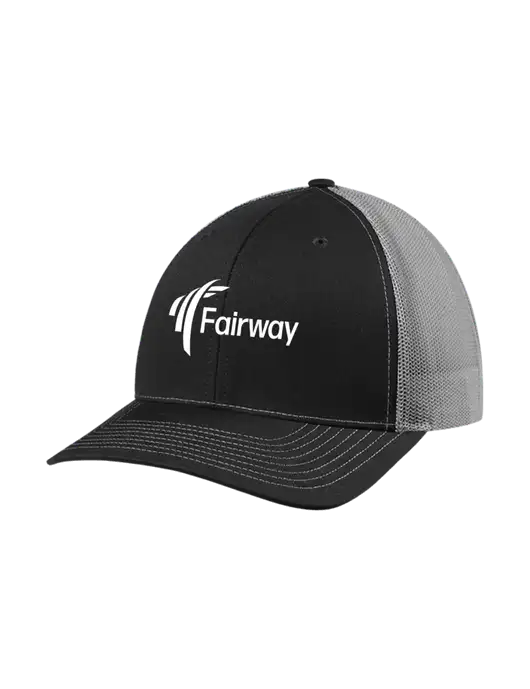 Richardson Adjustable Snapback Original 112 Trucker Cap Black w/Charcoal Mesh w/Fairway Logo
