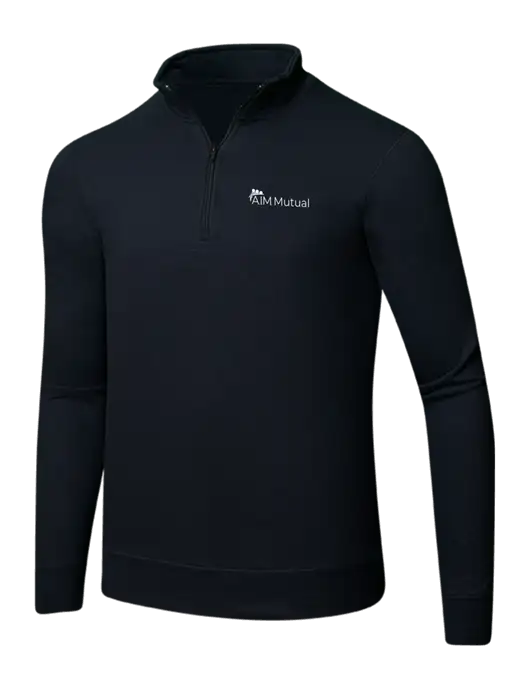 Jet Black 8.5 oz Ring Spun 1/4 Zip Pullover Sweatshirt w/A.I.M. Mutual Logo