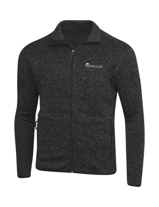 Black Heather Sweater Fleece Jacket w/A.I.M. Mutual Logo