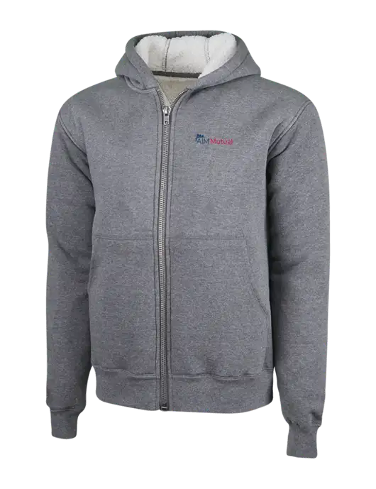 Cornerstone Grey Heather Heavyweight Sherpa Lined Hooded Fleece Jacket w/A.I.M. Mutual Logo