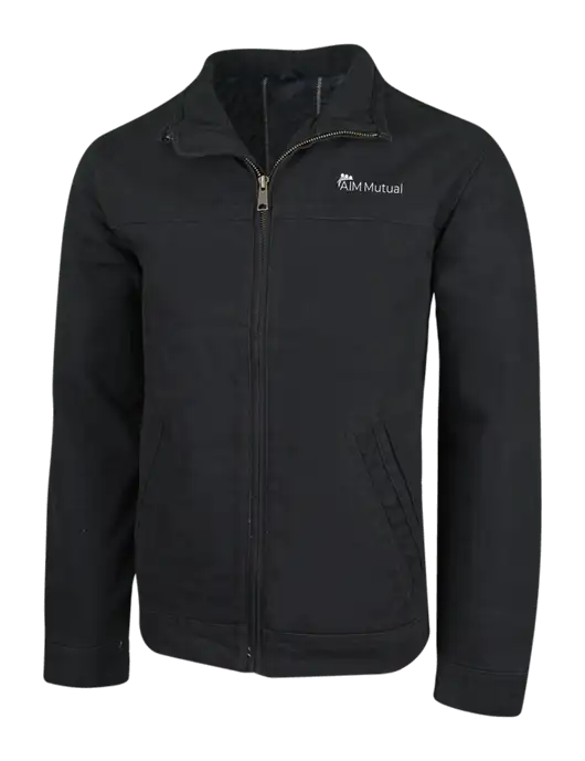 Cornerstone Black Washed Duck Cloth Flannel Lined Work Jacket w/A.I.M. Mutual Logo