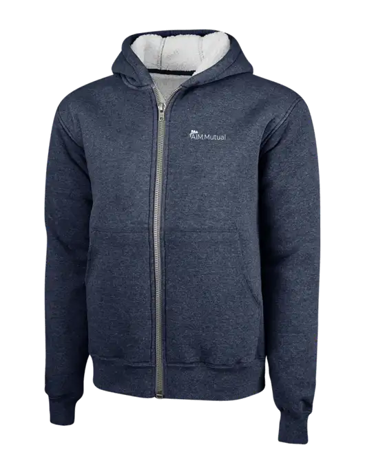 Cornerstone Navy Heavyweight Sherpa Lined Hooded Fleece Jacket w/A.I.M. Mutual Logo
