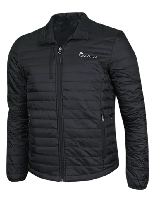 Deep Black Puffy Packable Jacket w/A.I.M. Mutual Logo