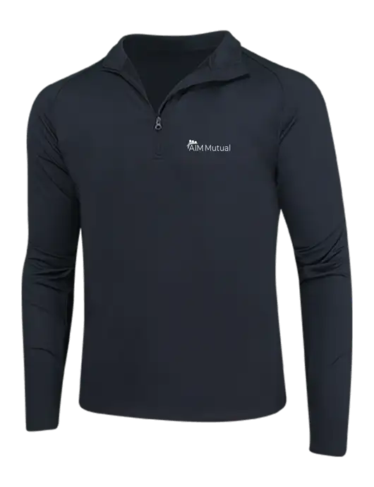 Black Sport Wick Stretch 1/4 Zip Pullover w/A.I.M. Mutual Logo