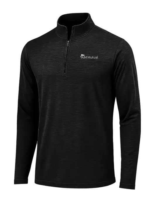 Black Triad Solid Posicharge Tri-Blend Wicking 1/4 Zip Pullover w/A.I.M. Mutual Logo