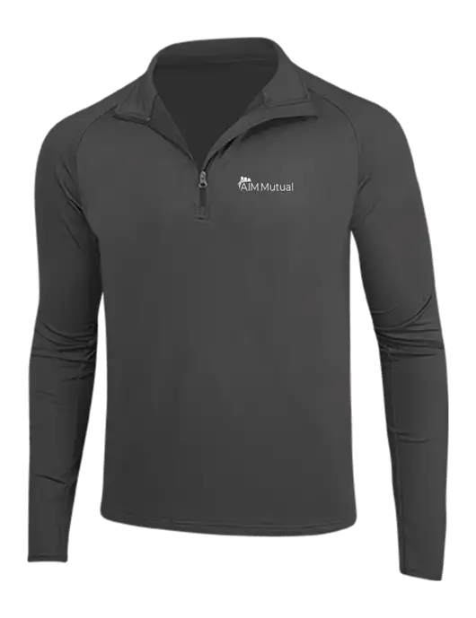 Charcoal Grey Sport Wick Stretch 1/4 Zip Pullover w/A.I.M. Mutual Logo
