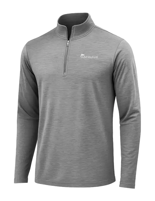 Dark Grey Heather Posicharge Tri-Blend Wicking 1/4 Zip Pullover w/A.I.M. Mutual Logo