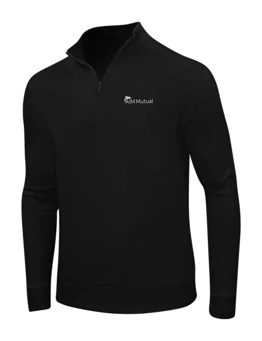 Deep Black/Charcoal Heather Interlock 1/4 Zip w/A.I.M. Mutual Logo