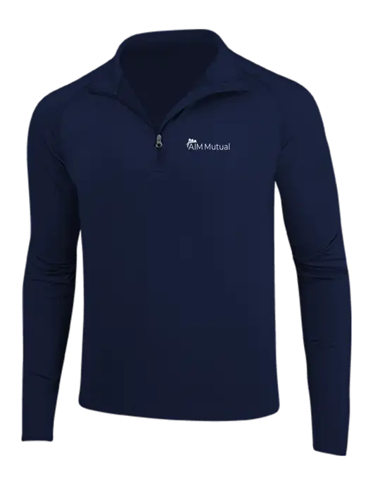 Navy Sport Wick Stretch 1/4 Zip Pullover w/A.I.M. Mutual Logo