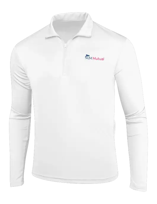 White PosiCharge Competitor 1/4 Zip Pullover w/A.I.M. Mutual Logo