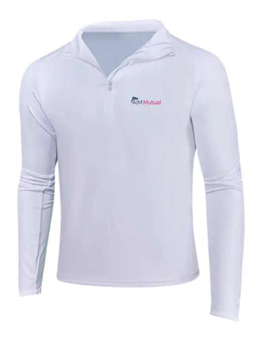 White Sport Wick Stretch 1/4 Zip Pullover w/A.I.M. Mutual Logo