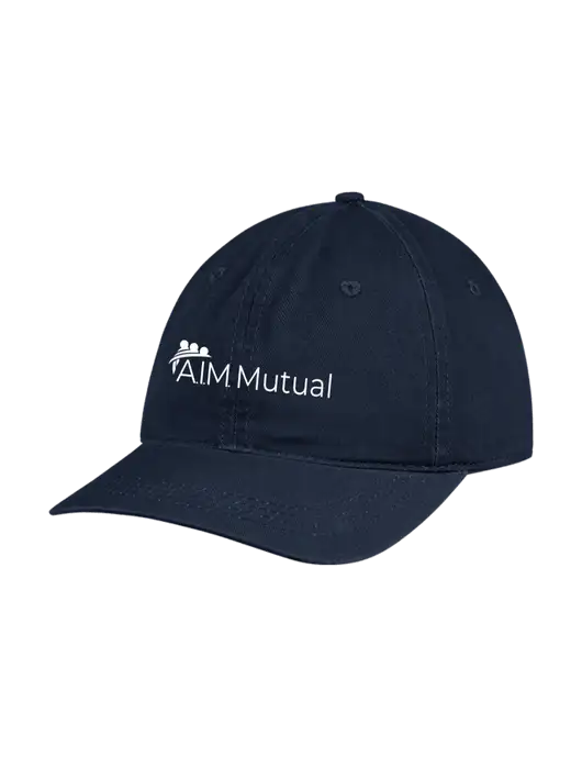 Garment Washed Unstructured Twill Navy Cap w/A.I.M. Mutual Logo