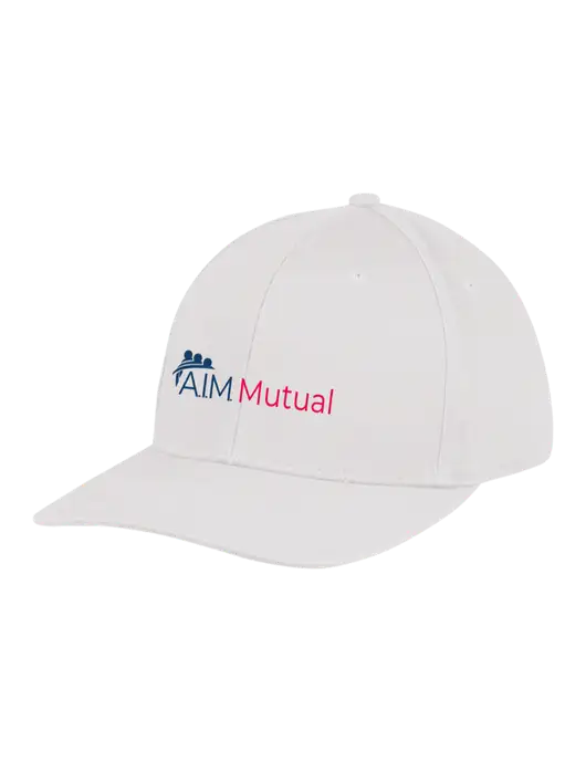 Premium Modern Structured Twill White Snapback Cap w/A.I.M. Mutual Logo