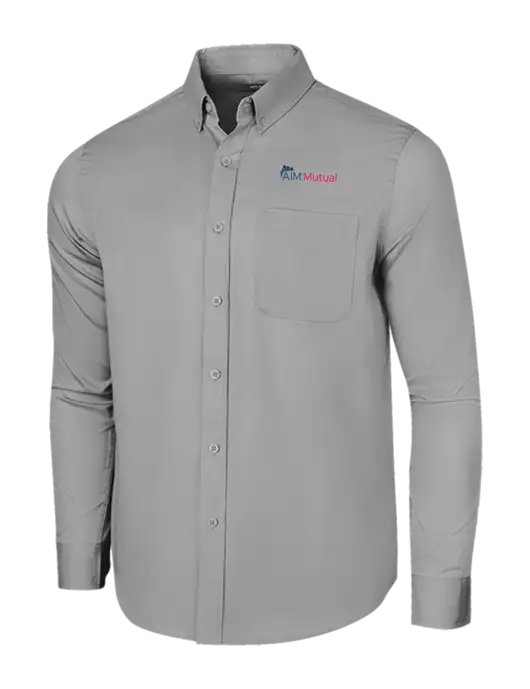 Long Sleeve Light Grey Superpro React Twill Shirt w/A.I.M. Mutual Logo
