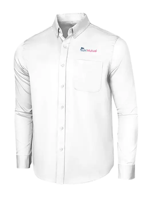 Long Sleeve White Superpro React Twill Shirt w/A.I.M. Mutual Logo
