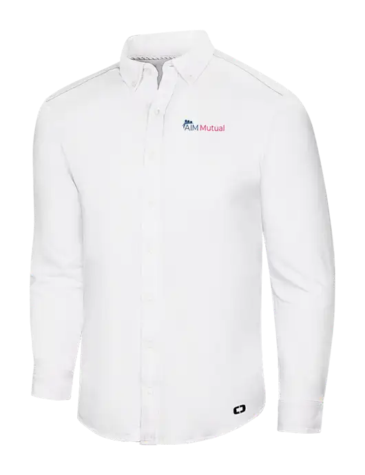 OGIO Bright White Modern Code Stretch Button-Up Shirt w/A.I.M. Mutual Logo