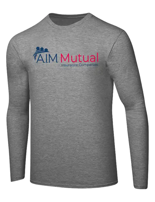 Ring Spun Light Heather Grey 4.5 oz Long Sleeve T-Shirt w/A.I.M. Mutual Logo