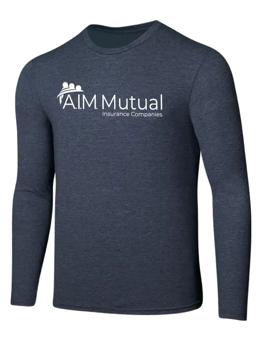 Seriously Soft Heathered Navy Long Sleeve T-Shirt w/A.I.M. Mutual Logo
