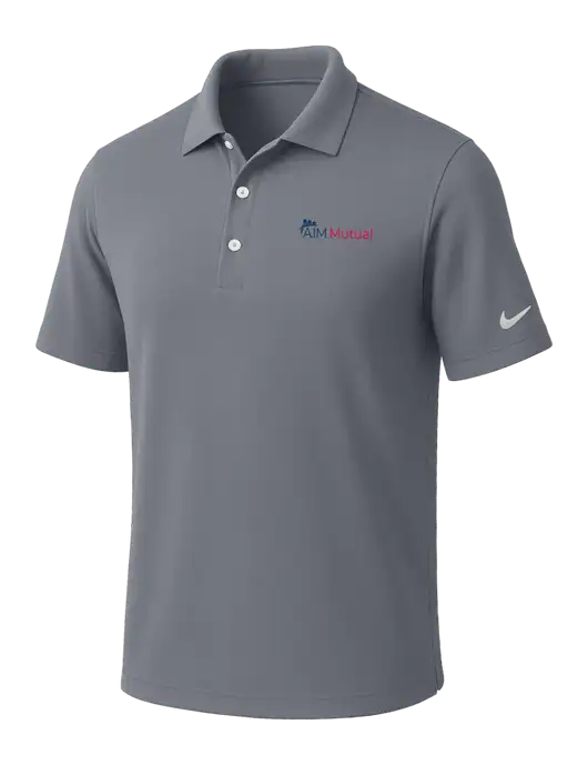 NIKE Medium Grey Dri-Fit Micro Pique Polo w/A.I.M. Mutual Logo