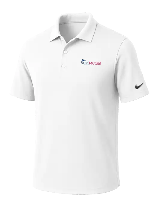 NIKE White Dri-Fit Micro Pique Polo w/A.I.M. Mutual Logo