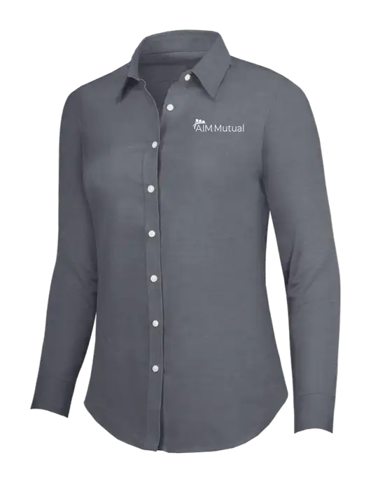 Dark Grey Womens SuperPro Oxford Shirt w/A.I.M. Mutual Logo