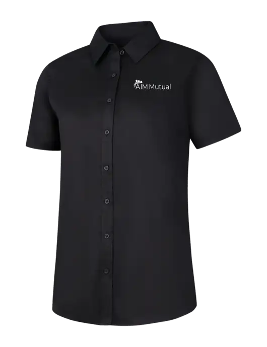 Womens Black Short Sleeve Superpro React Twill Shirt w/A.I.M. Mutual Logo