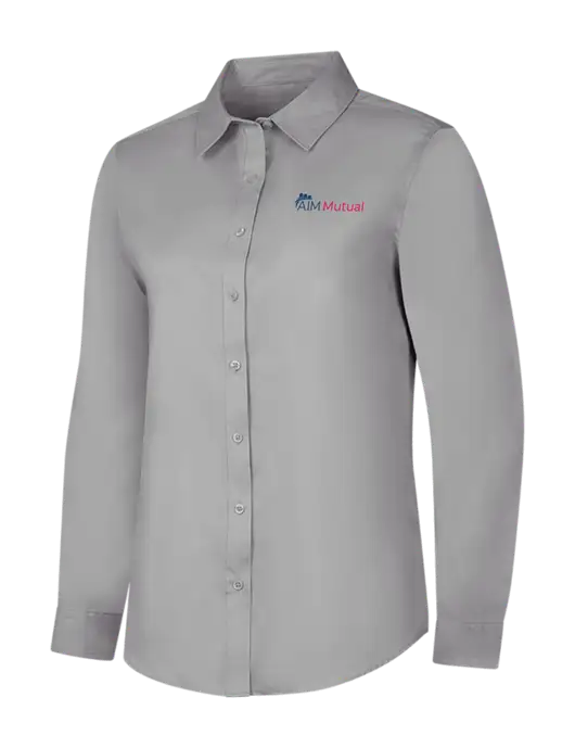 Light Grey Womens Long Sleeve Superpro React Twill Shirt w/A.I.M. Mutual Logo