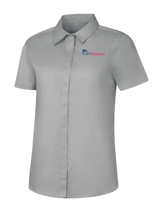 Womens Light Grey Short Sleeve Superpro React Twill Shirt w/A.I.M. Mutual Logo