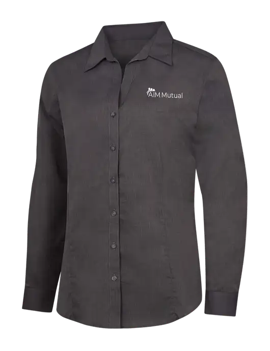 Womens Soft Black Crosshatch Easy Care Shirt w/A.I.M. Mutual Logo