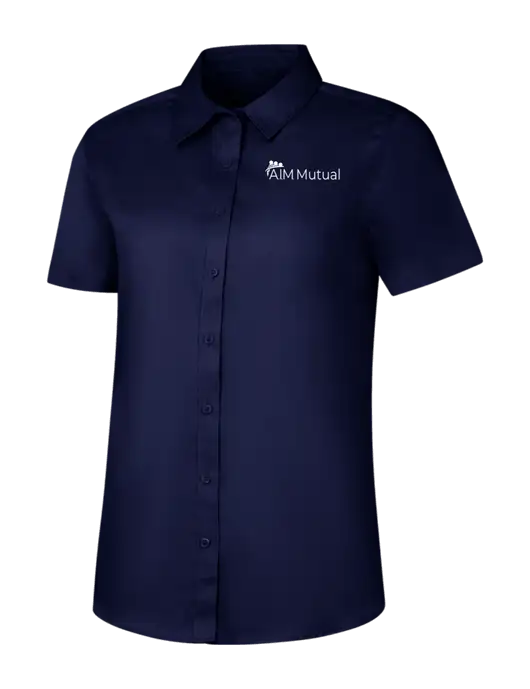 Womens Navy Short Sleeve Superpro React Twill Shirt w/A.I.M. Mutual Logo