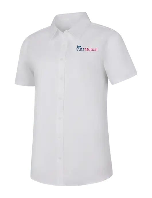 Womens White Short Sleeve Superpro React Twill Shirt w/A.I.M. Mutual Logo