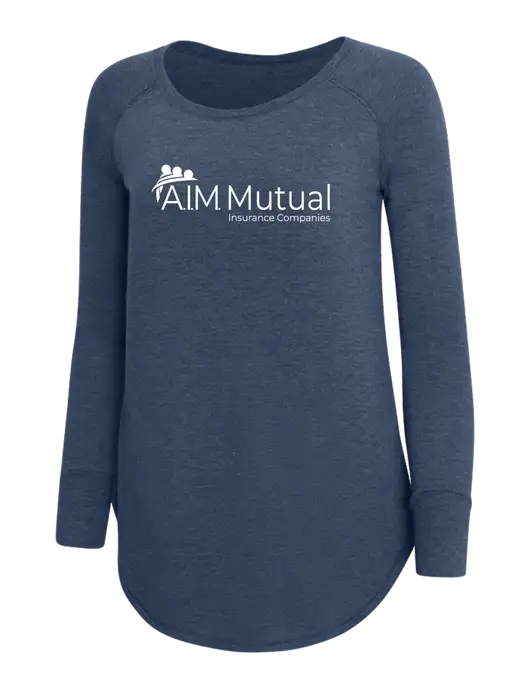 Womens Perfect Wide Collar Tunic Tri-Blend Navy Frost 4.5 oz T-Shirt w/A.I.M. Mutual Logo