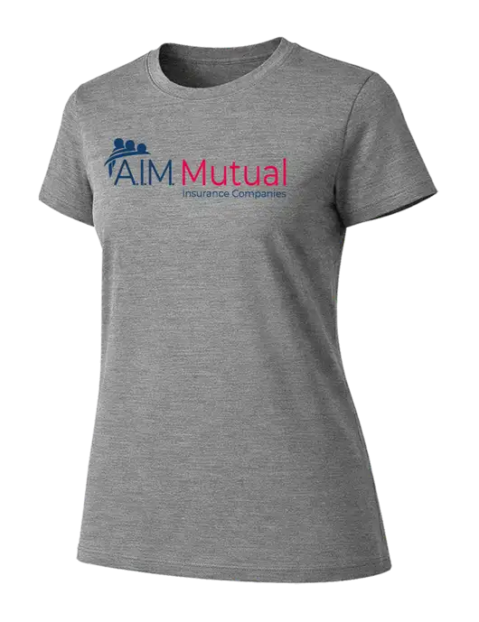 Womens Ring Spun Light Grey Heather 4.5 oz T-Shirt w/A.I.M. Mutual Logo