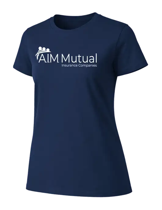 Womens Ring Spun Navy 4.5 oz T-Shirt w/A.I.M. Mutual Logo