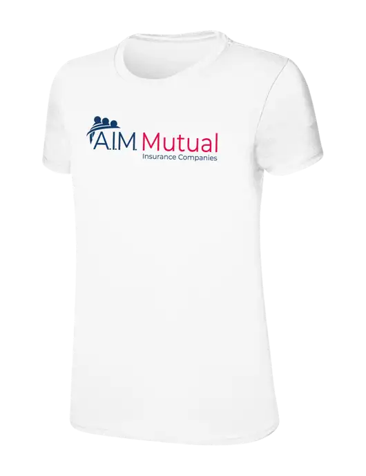 Womens Ring Spun White 4.5 oz T-Shirt w/A.I.M. Mutual Logo