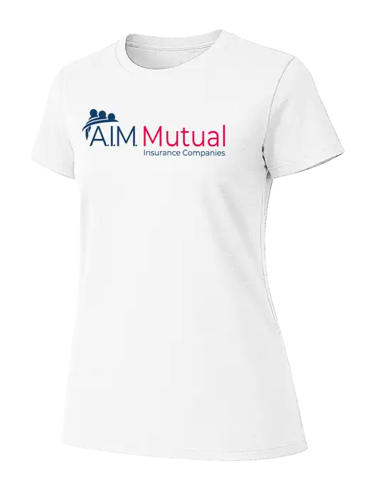 Womens Ring Spun White 4.5 oz T-Shirt w/A.I.M. Mutual Logo