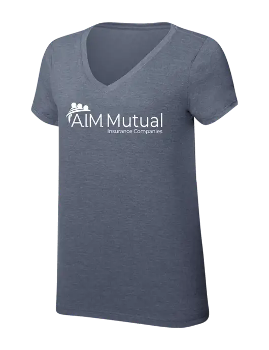 Womens Simply Soft V-Neck Navy Frost 4.5oz  Poly/Combed Ring Spun Cotton T-Shirt w/A.I.M. Mutual Logo