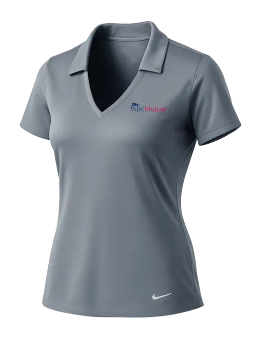NIKE Medium Grey Womens Dri-Fit Vertical Mesh Polo w/A.I.M. Mutual Logo