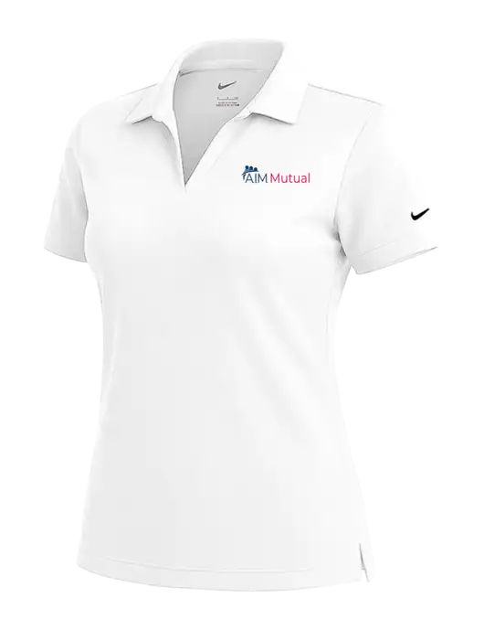 NIKE White Womens Dri-Fit Micro Pique Polo w/A.I.M. Mutual Logo
