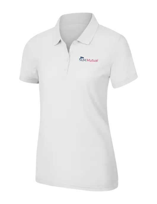 White Womens Core Classic Pique Polo w/A.I.M. Mutual Logo