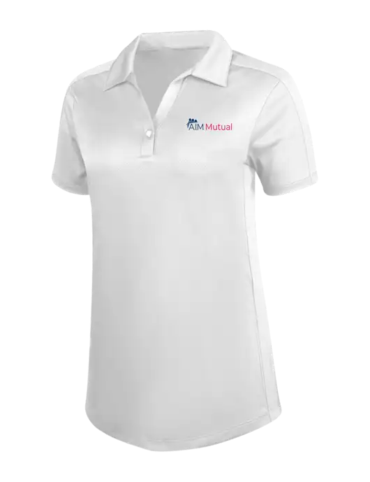 Womens White Diamond Jacquard Polo w/A.I.M. Mutual Logo