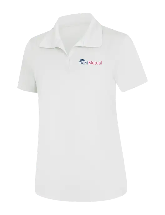 Womens White Micropique Sport-Wick Polo w/A.I.M. Mutual Logo