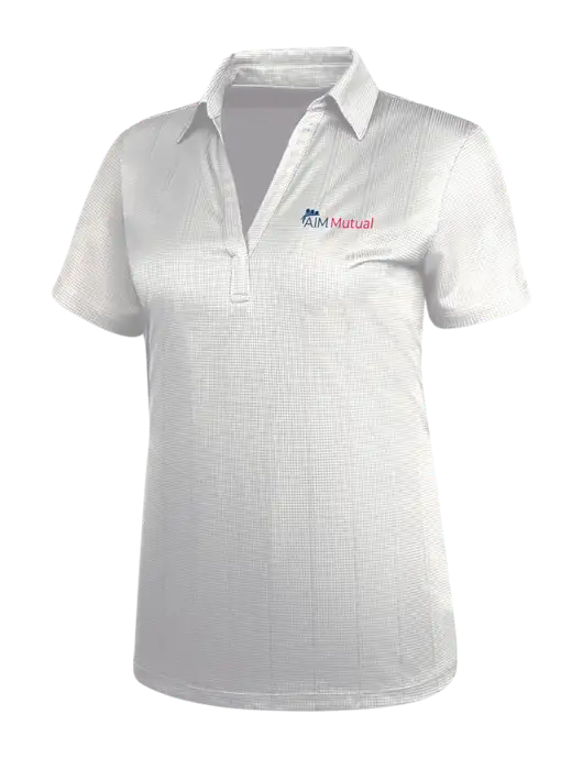 White Womens Performance Fine Jacquard Polo w/A.I.M. Mutual Logo