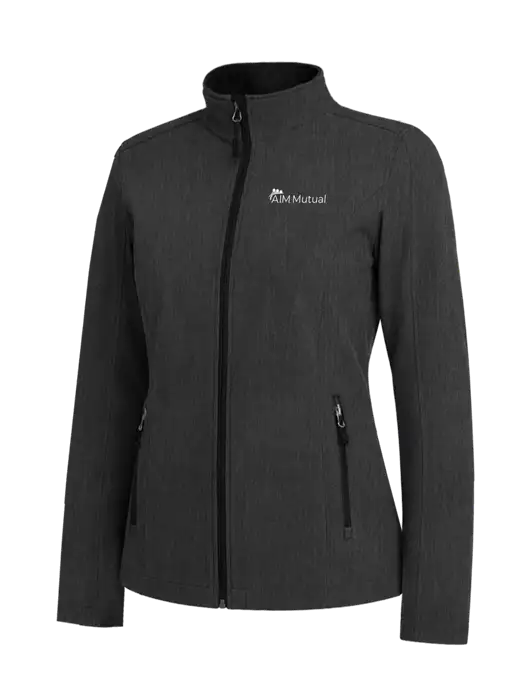 Black Charcoal Heather Womens Core Soft Shell Jacket w/A.I.M. Mutual Logo