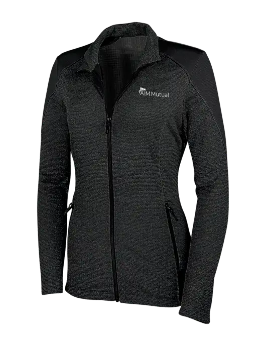 Womens Black Grid Fleece Jacket w/A.I.M. Mutual Logo