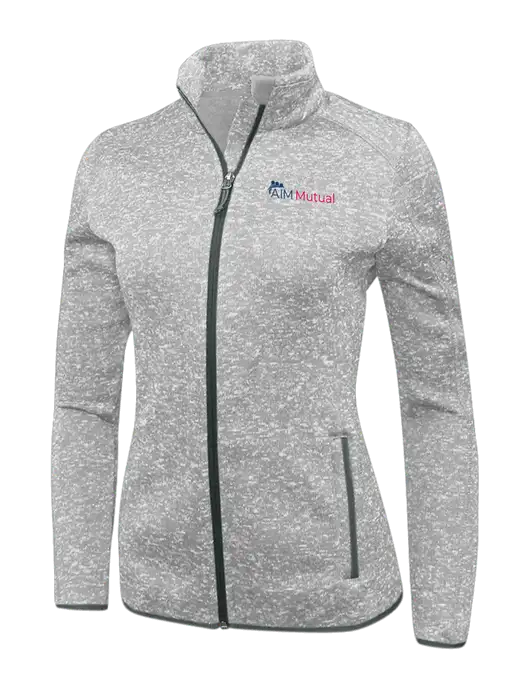 Grey Heather Womens Sweater Fleece Jacket w/A.I.M. Mutual Logo