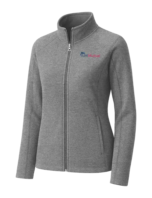 Medium Grey Womens Heather Microfleece Full-Zip Jacket w/A.I.M. Mutual Logo